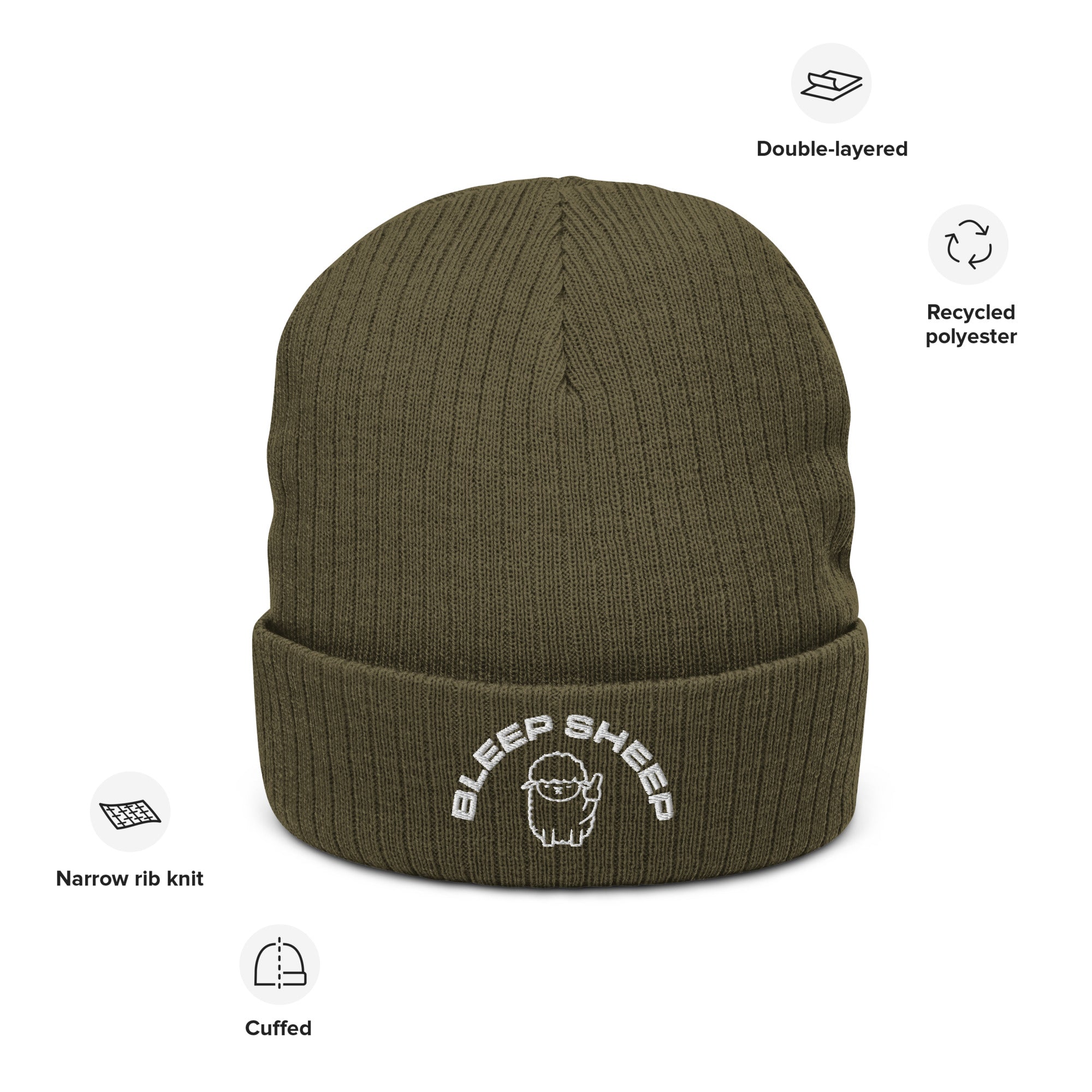 Bleep Sheep - Ribbed knit beanie