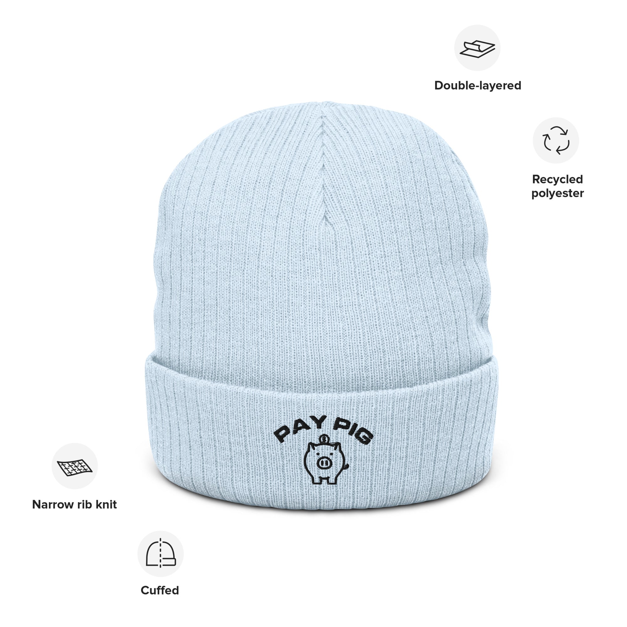Pay Pig - Ribbed knit beanie